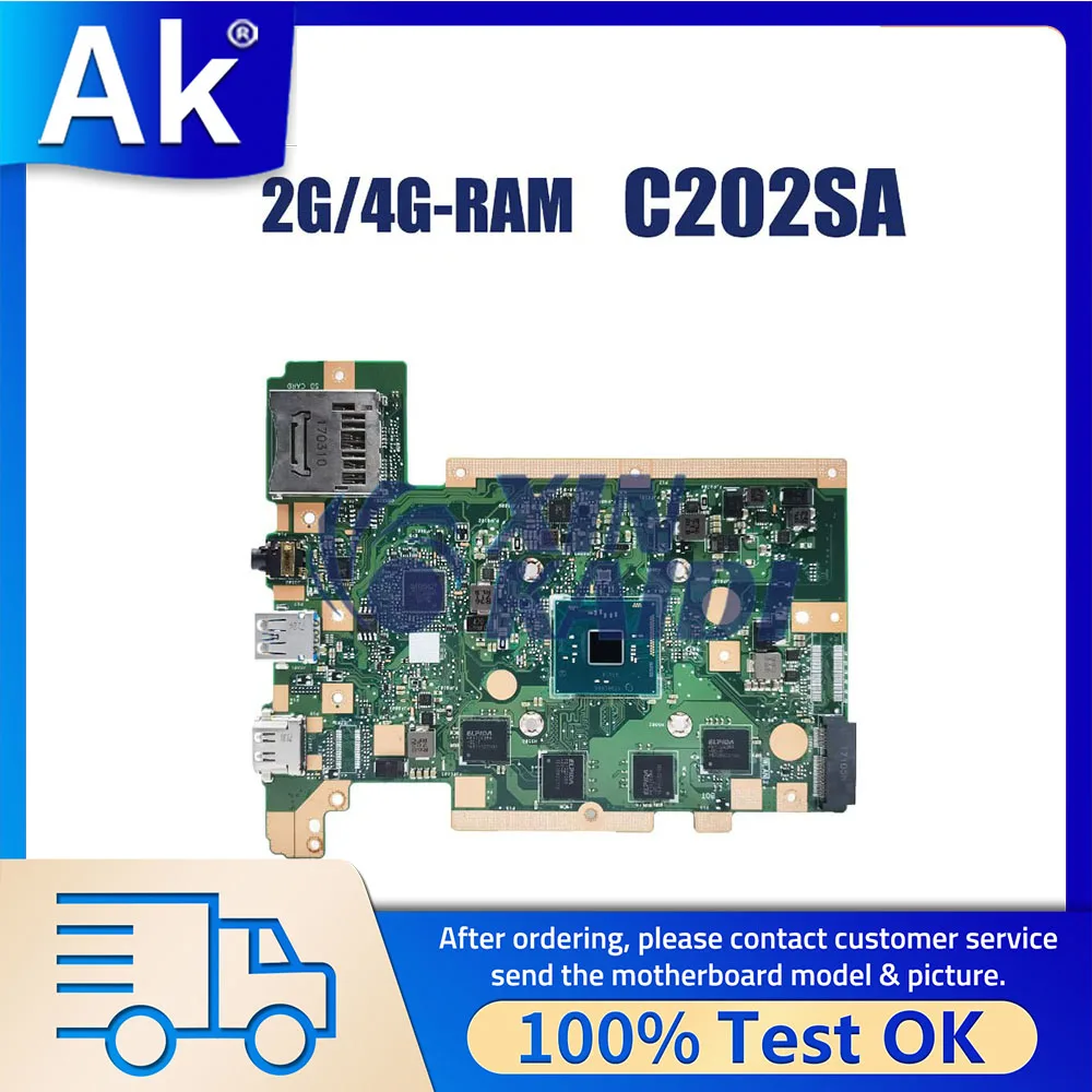 Notebook Mainboard For ASUS C202SA C202S C202SA Laptop Motherboard With CPU N3060 2GB 4GB-RAM EMMC-16G Systemboard