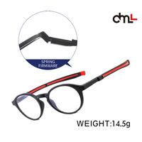 DML Magnetic Neck Telescopic Folding Portable Ultra-lightweight Elderly Fashion Round Frame Anti-blue Light Presbyopia Glasses