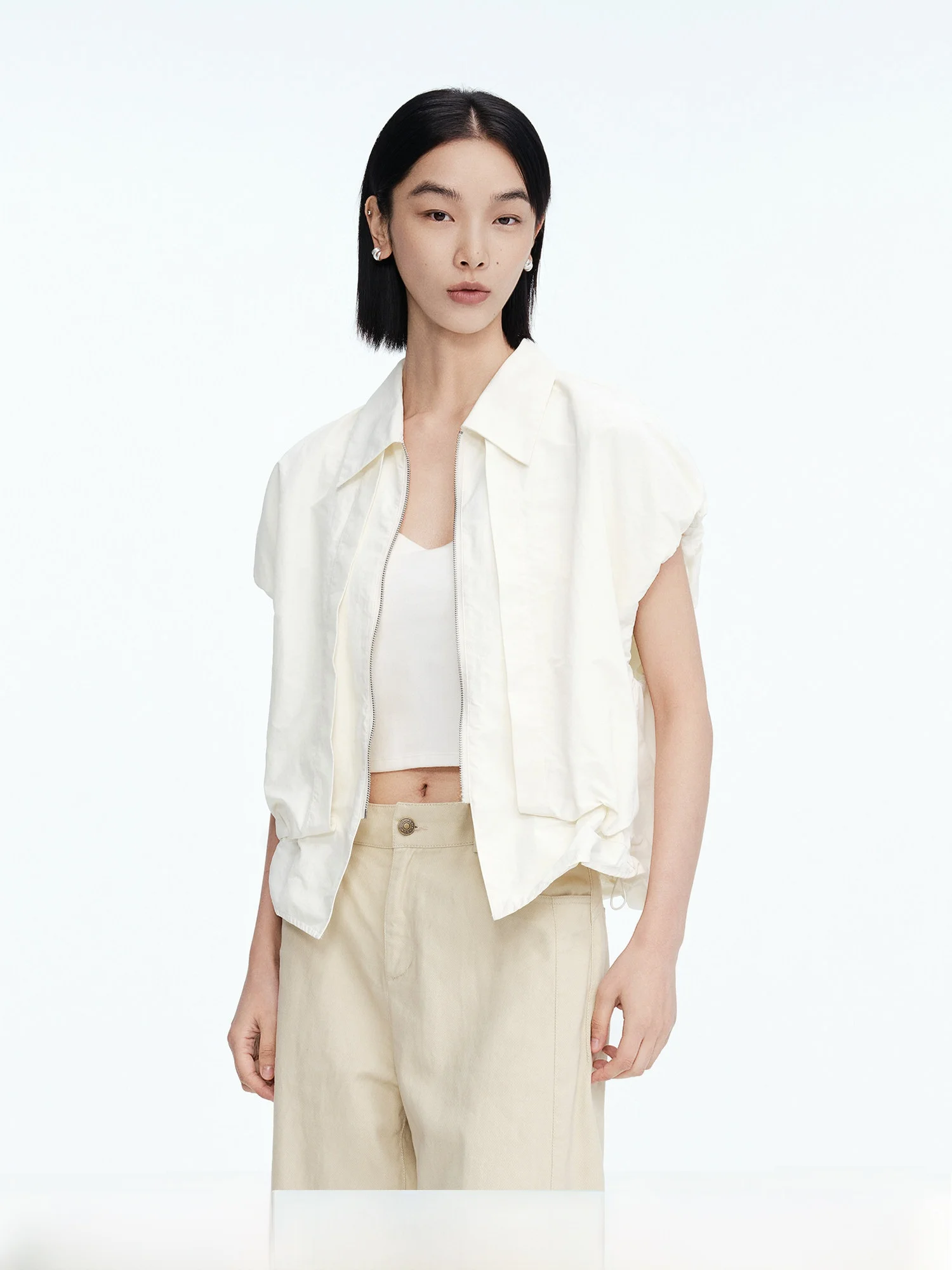 

Модный короткий жилет без рукавов для женщин, весенний новый стиль, повседневная ветровка из смесового хлопка, легкая, на молнии