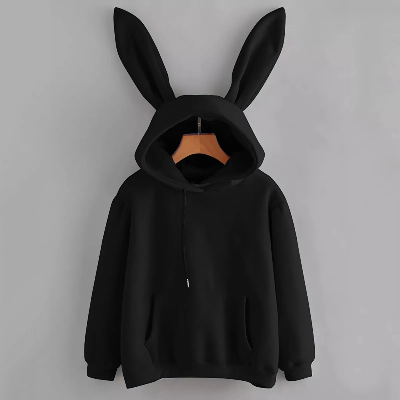 Autumn Winter Hoodies Kawaii Rabbit Ears Fashion Hooded Casual Solid Color Warm Sweatshirt Hoodies For Women y2k top