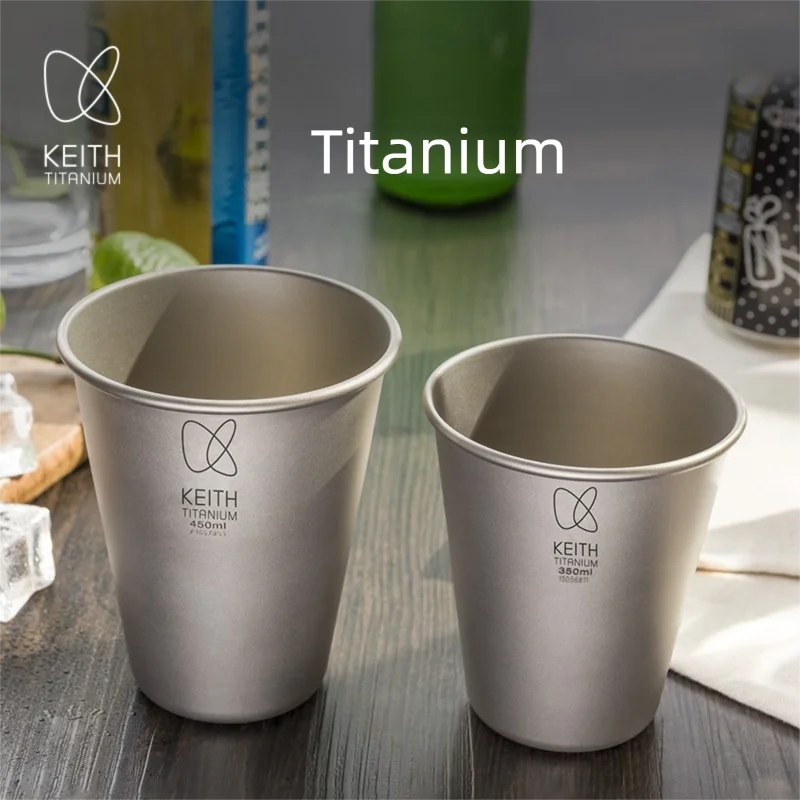 Keith Ultralight Pure Titanium Drinking Cup Portable Single Wall Mug for Cold Drinks Coffee Beer Outdoor Camping Household