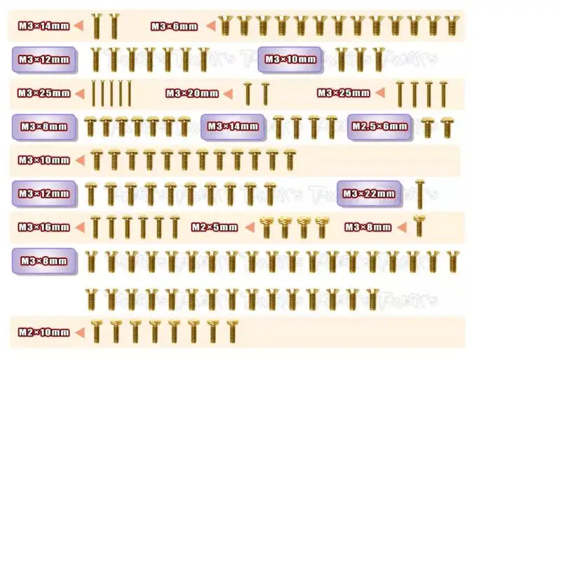 Original T works   GSS-SRX4 Gold Plated Steel Screw Set 127pcs. ( For Serpent SRX4 gen3 ) Professional Rc part