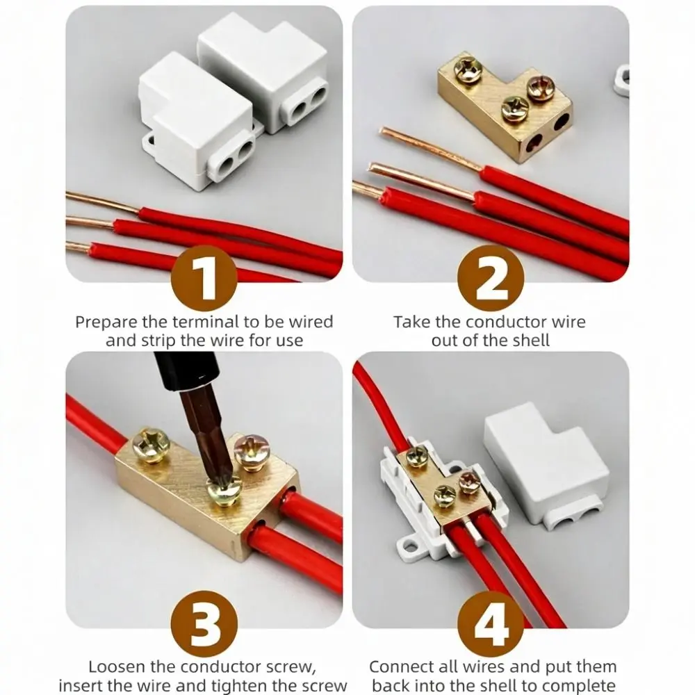 New Spliceable High Power Splitter Conductor Brass 1-6mm² Wire Connector Wiring Connector Electrical