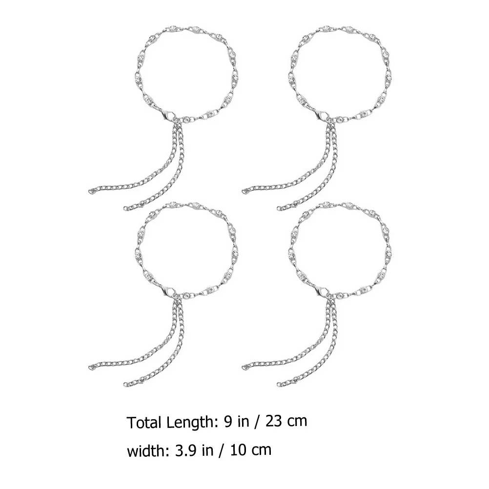 4Pcs Anti Chain Rhinestones High Heel Chain Ankle Decoration Women Crystal Shoe Charm Accessory High Heel Decor