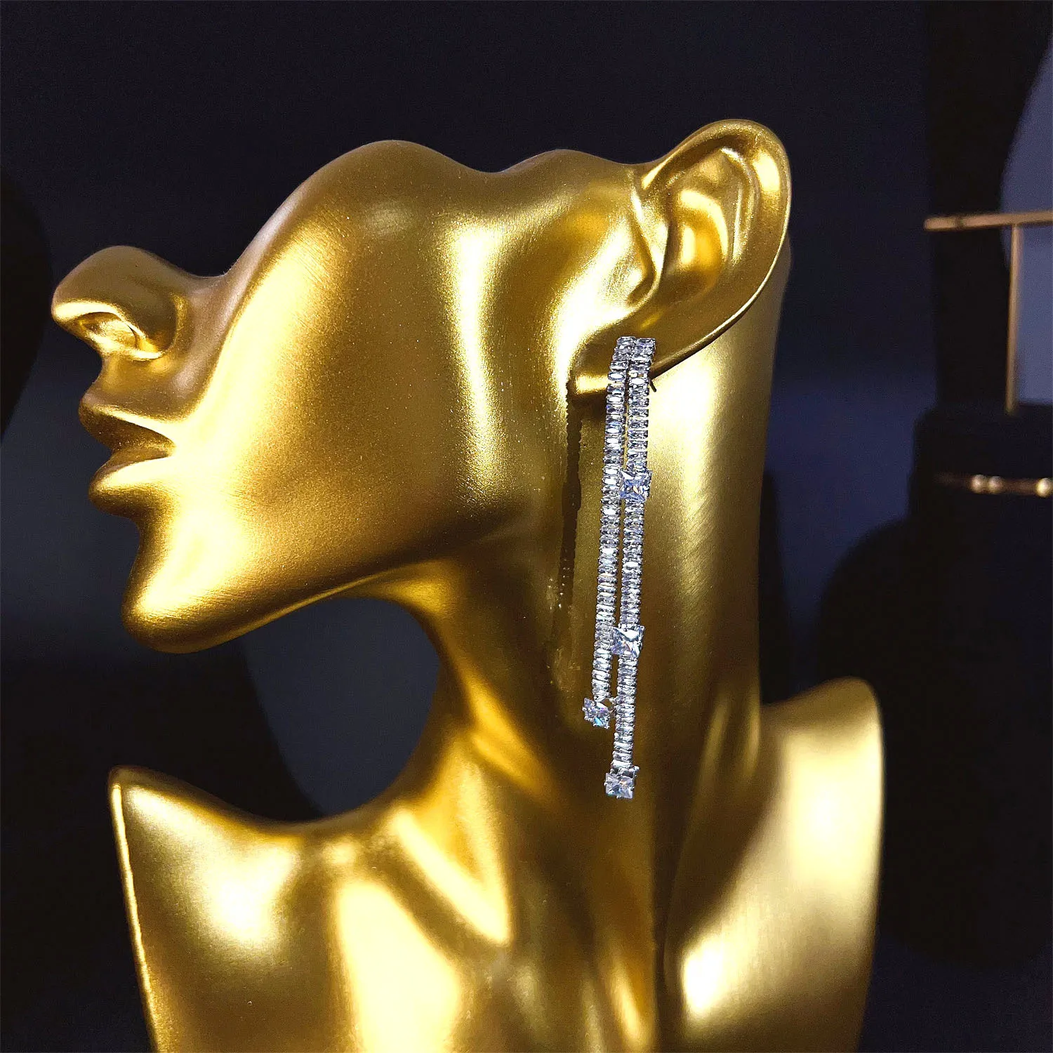 بسيطة الأقراط الطويلة الساحرة شخصية شرابة مجموعة مجوهرات للاستخدام اليومي يؤرخ مأدبة حفل زفاف النساء هدية E239 #4