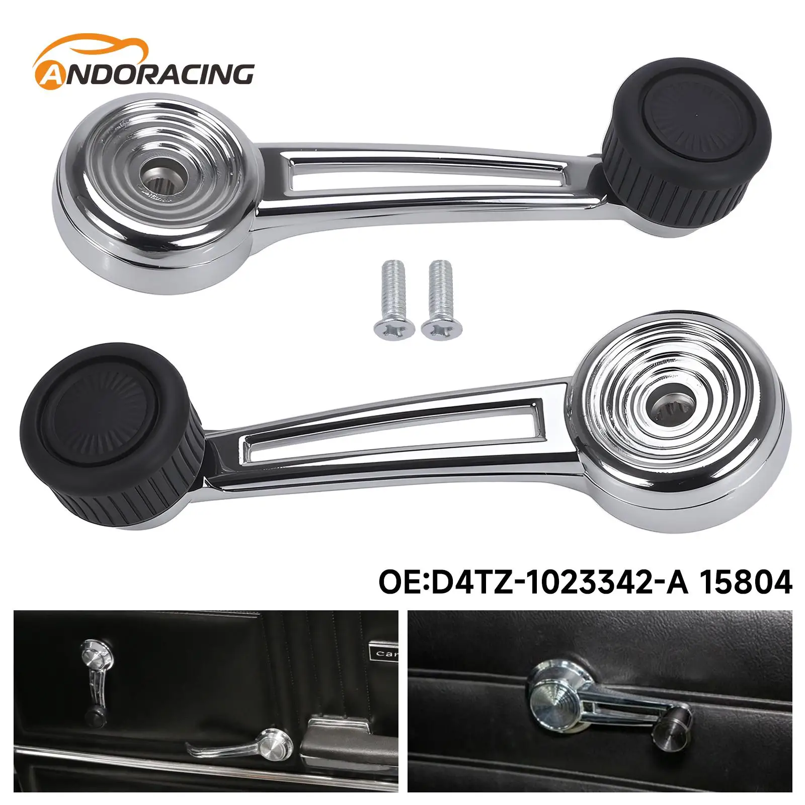D4TZ-1023342-A 2 Pcs Door Handles Inside Window Crank Handles Front Rear Left Right Side For Ford Bronco F-100 F-150 F-250 F-350
