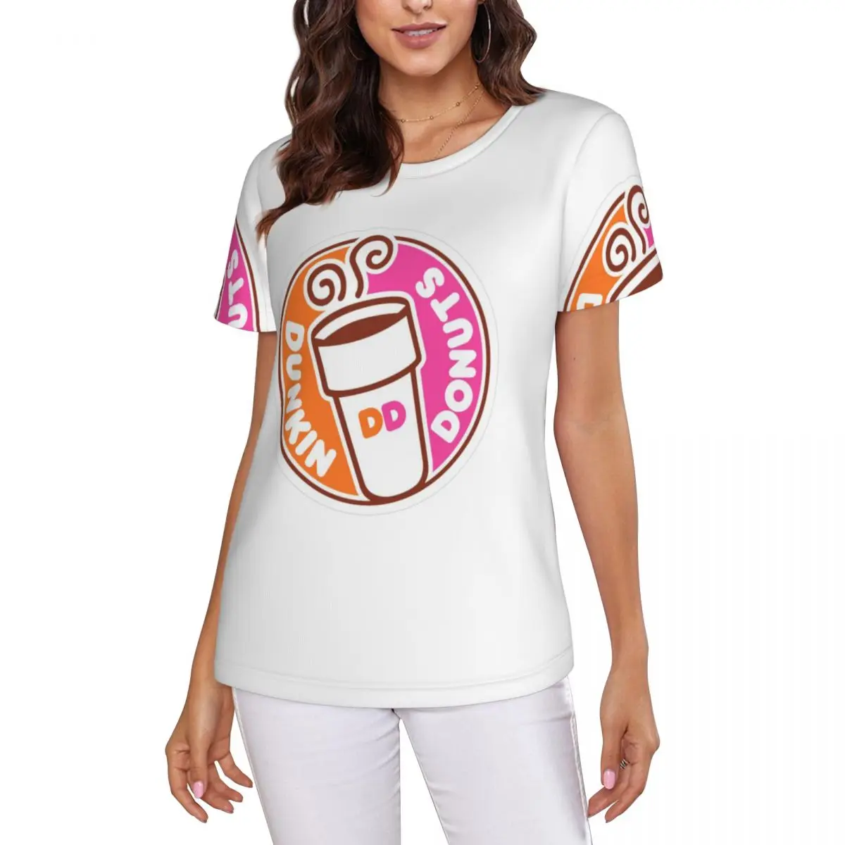Dunkin Donuts T-Shirt Women Short Sleeve T Shirts O-Neck Clothes Cotton Summer Tees Streetwear