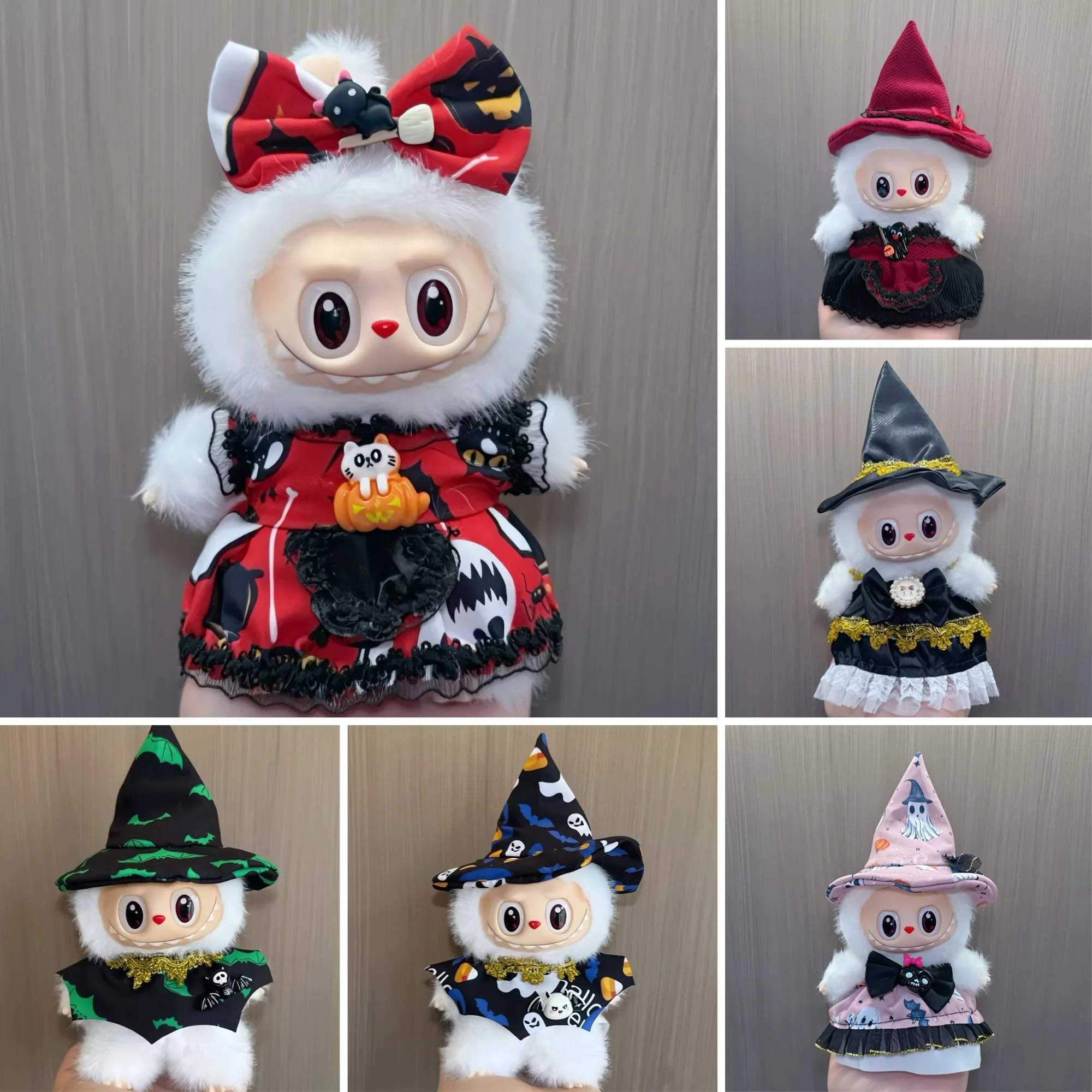 

Halloween - Themed Outfit Set For 15/17cm 1st-3rd Generation Labubu Dolls Including Witch Hats And Themed Dresses