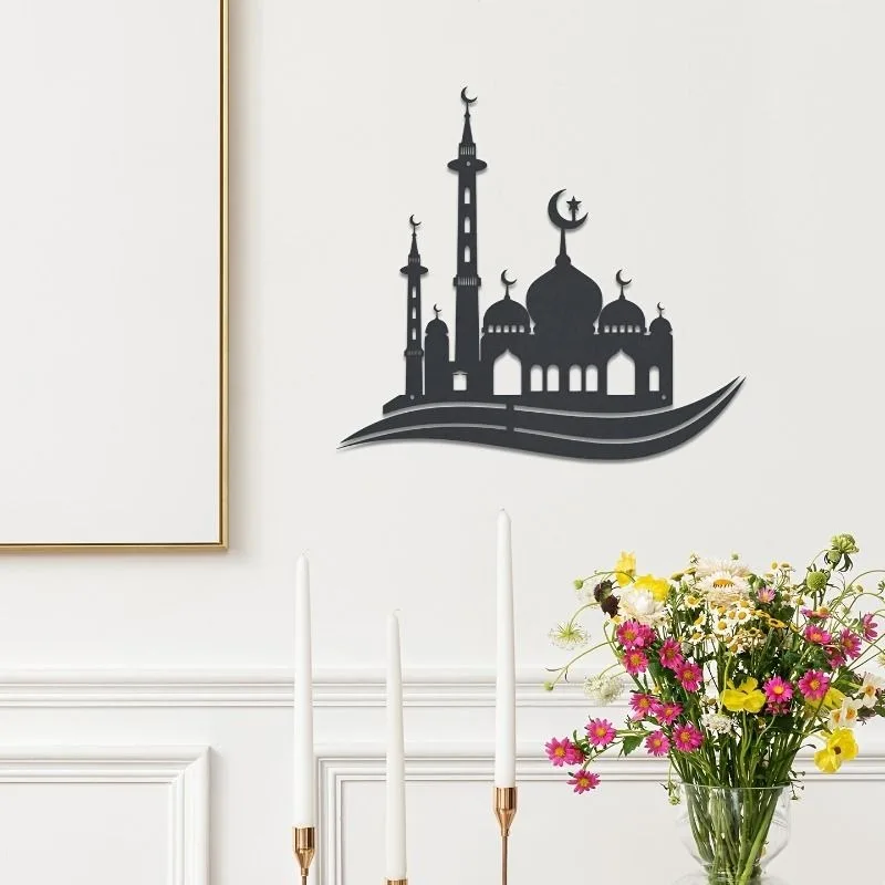 CIFbuy Metal Wall Art Kaaba Arabic Calligraphy Iron Decor Home Office Black Islamic Hanging Sign Gift
