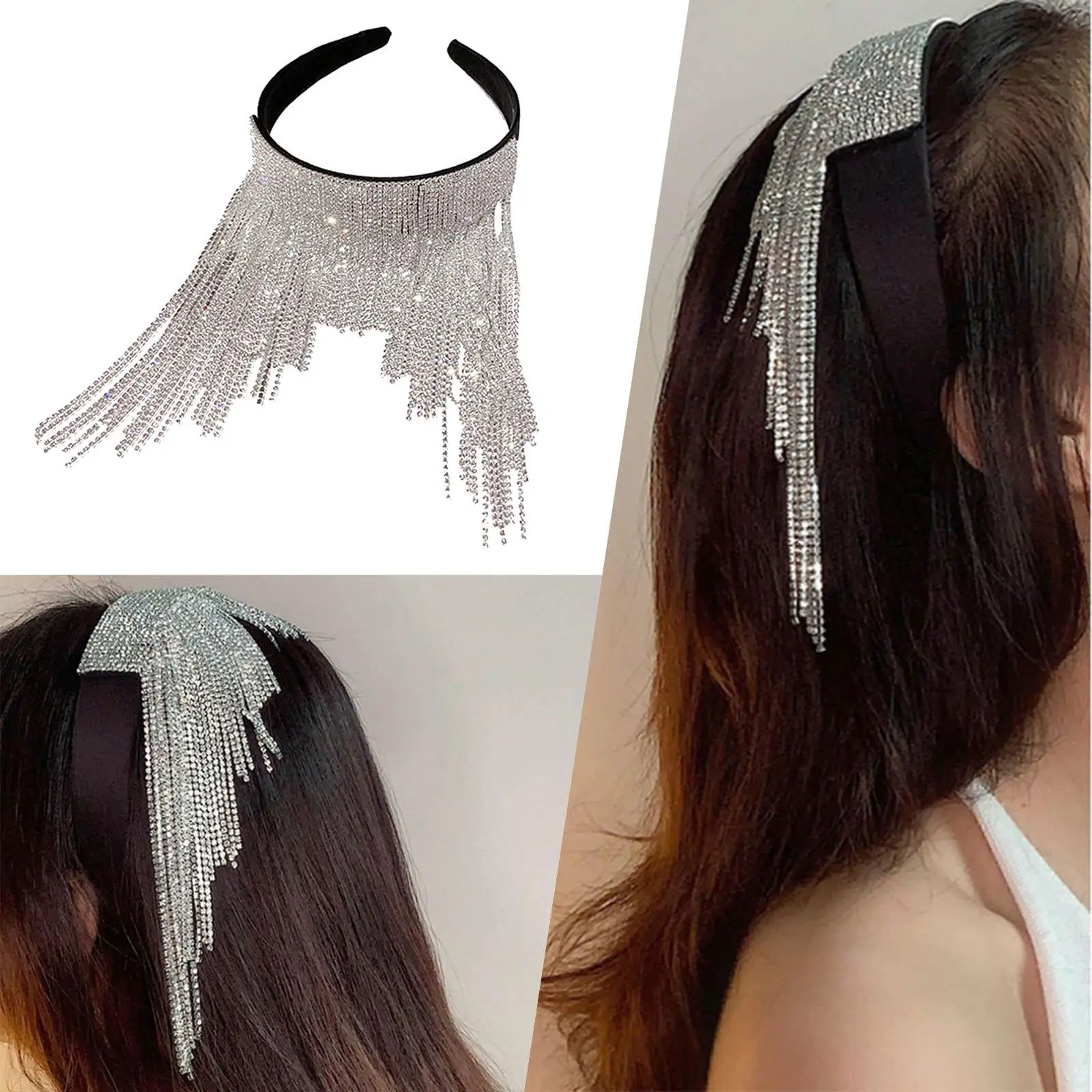 Moda feminina charme cabeça corrente strass crysatal headpiece bandana casamento baile eveing acessórios para o cabelo