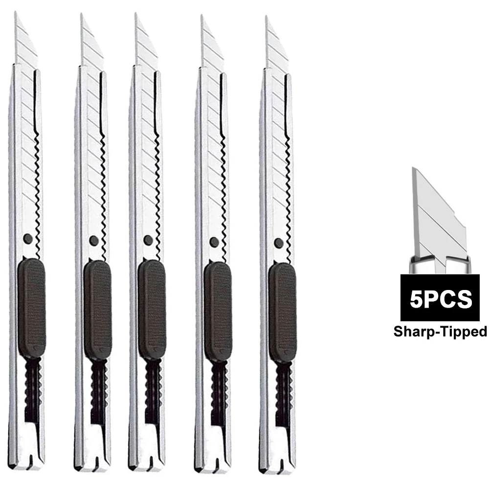 3/5/10 قطعة الفولاذ المقاوم للصدأ قابل للسحب سكّين متعدّد الاستخدامات المحمولة سكّين متعدّد الاستخدامات هواية سكين صندوق القاطع مثالية للقطع في المنزل #5