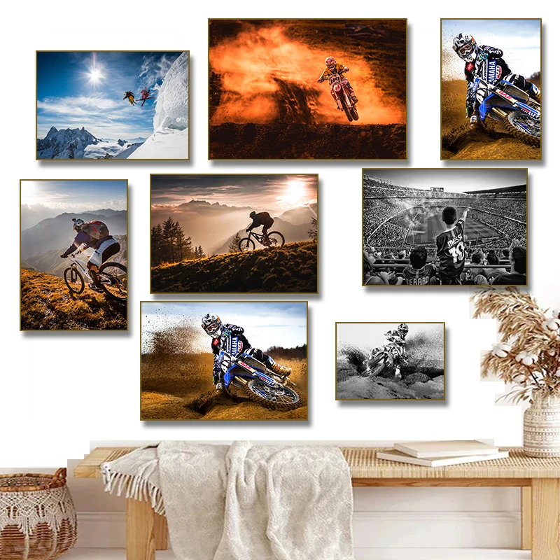 Mountain Biking Jumps - Vintage Motorradrennfahrer Mountainbike Sprung Poster Ästhetik