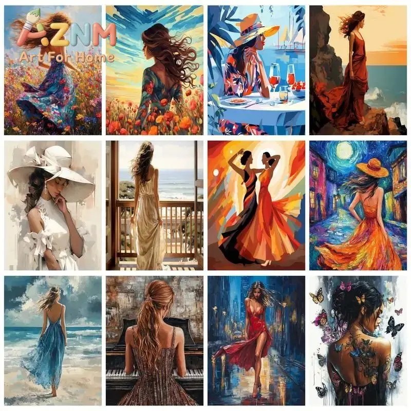GATYZTORY Picture By Number Girl Kits Home Decor By Numbers Figure Drawing On Canvas HandPainted Art DIY Gift