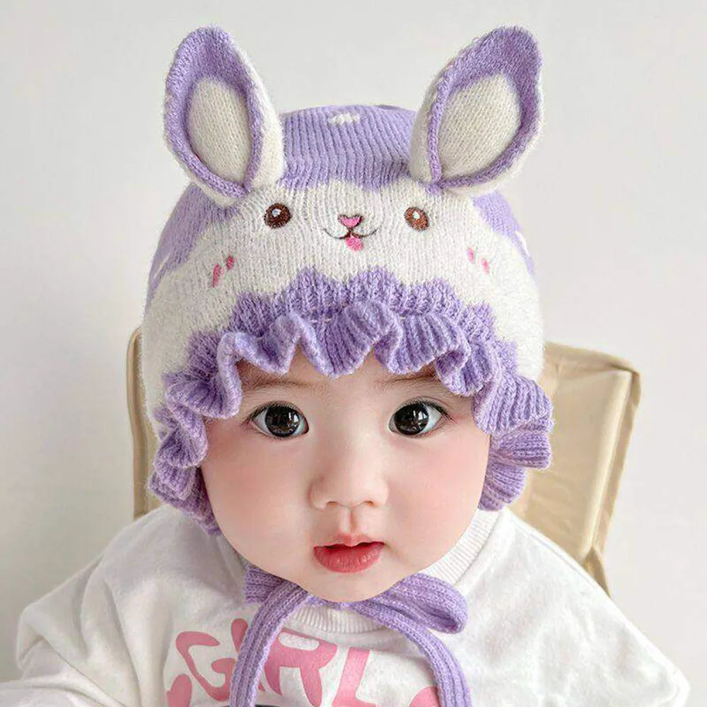 Children\'s Cap Hot Sell Cute Rabbit Ear Knitted Baby Beanie Hat Winter Autumn Infant Bonnet Girls Beanie Hats For Kids 0-3 Year