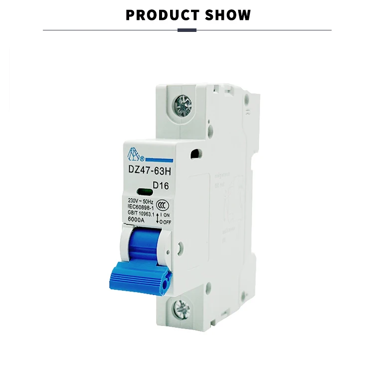 Picture 7: DZ47-63H 1P Miniature Circuit Breaker  Rated Current Plastic and Copper Din Rail Mounting Protection 6A