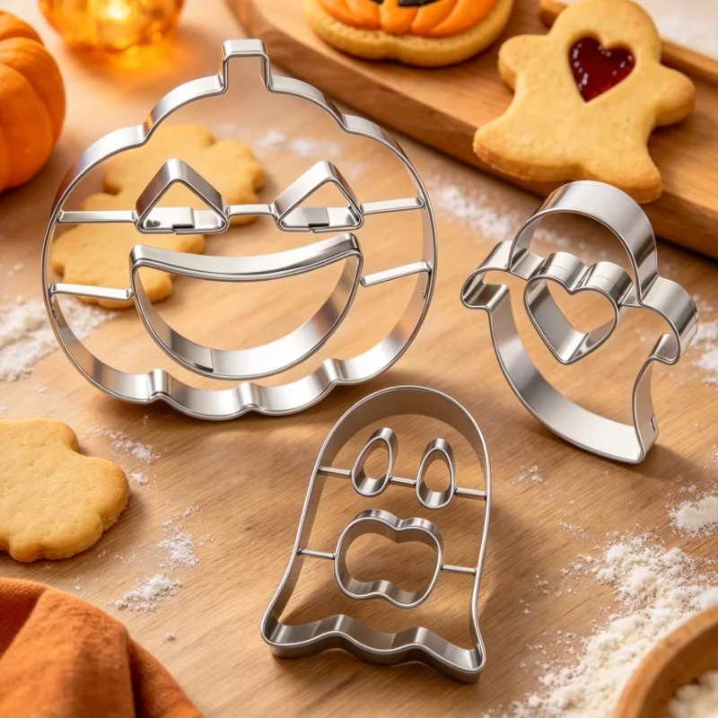 Halloween Cookie Cutter Set Stainless Steel Pumpkin Ghost Shape Biscuit Mold Fondant Fruit Cheese Cutting Molds Baking Tools