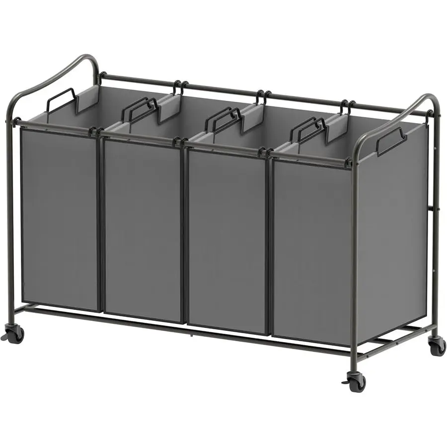 

4Bag Heavy Duty Laundry Sorter Rolling Cart, Dark Grey