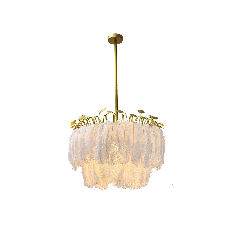 Nordic Bedroom Feather Pendant Lamp, Modern Minimalist Light Luxury Lighting, Creative Room Lamp, Home with Light Source