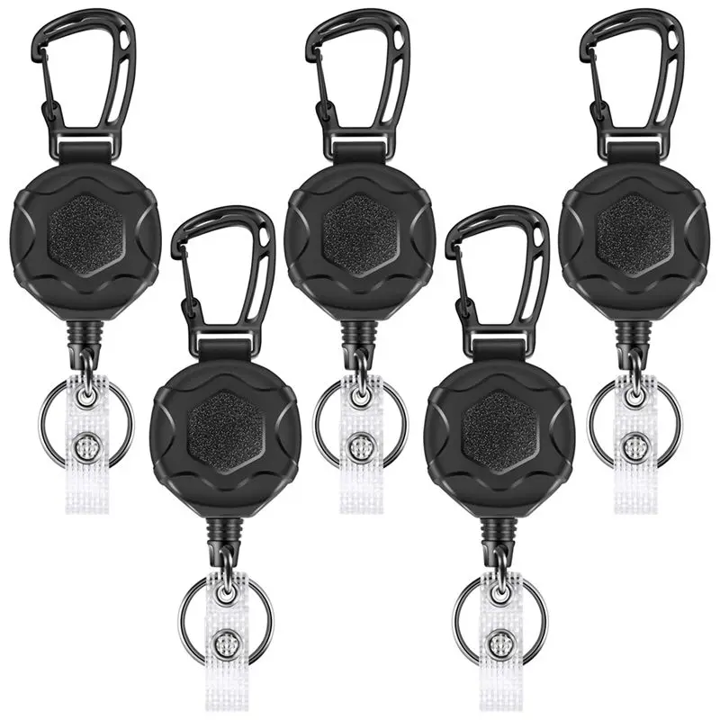 

ABZZ-Retractable Keychains Heavy Duty Badge Reel Retractable Id Badge Clip With Upgraded Mountaineering Buckle
