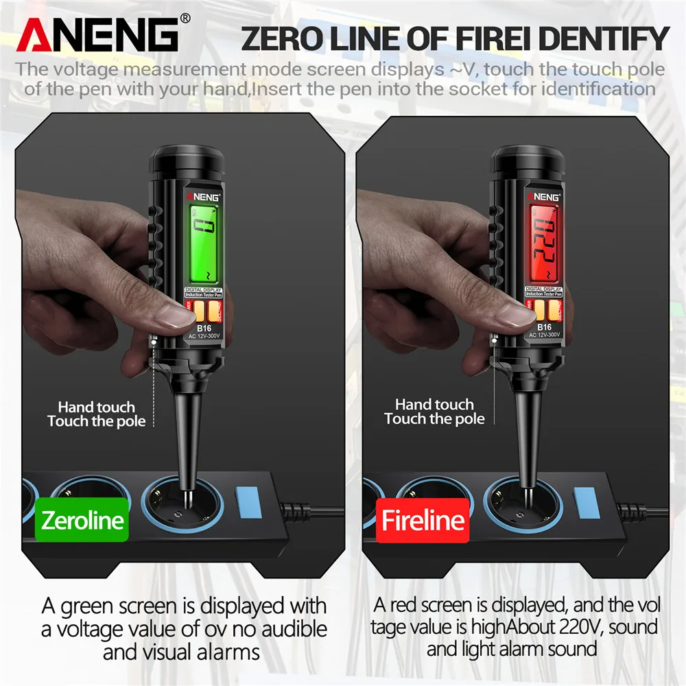 ANENG 지능형 감지 디지털 측정 펜 B16 비접촉 12V-300V 전압 검출기 자동차 진단 파인더 전압계 도구
