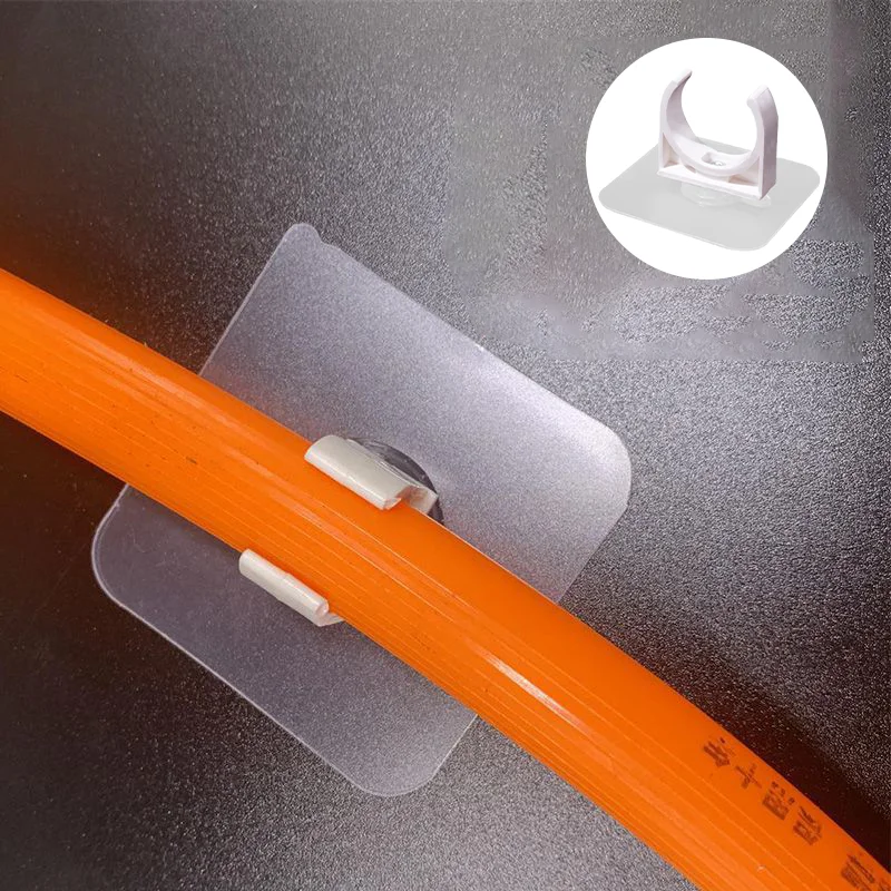 2PCS Adhesive Cable Clips Cord Holder Cable Clips Wall Wire Clips Water Pipe Clamps Adjustable for Gas Shower Pipe Tubing Hoses
