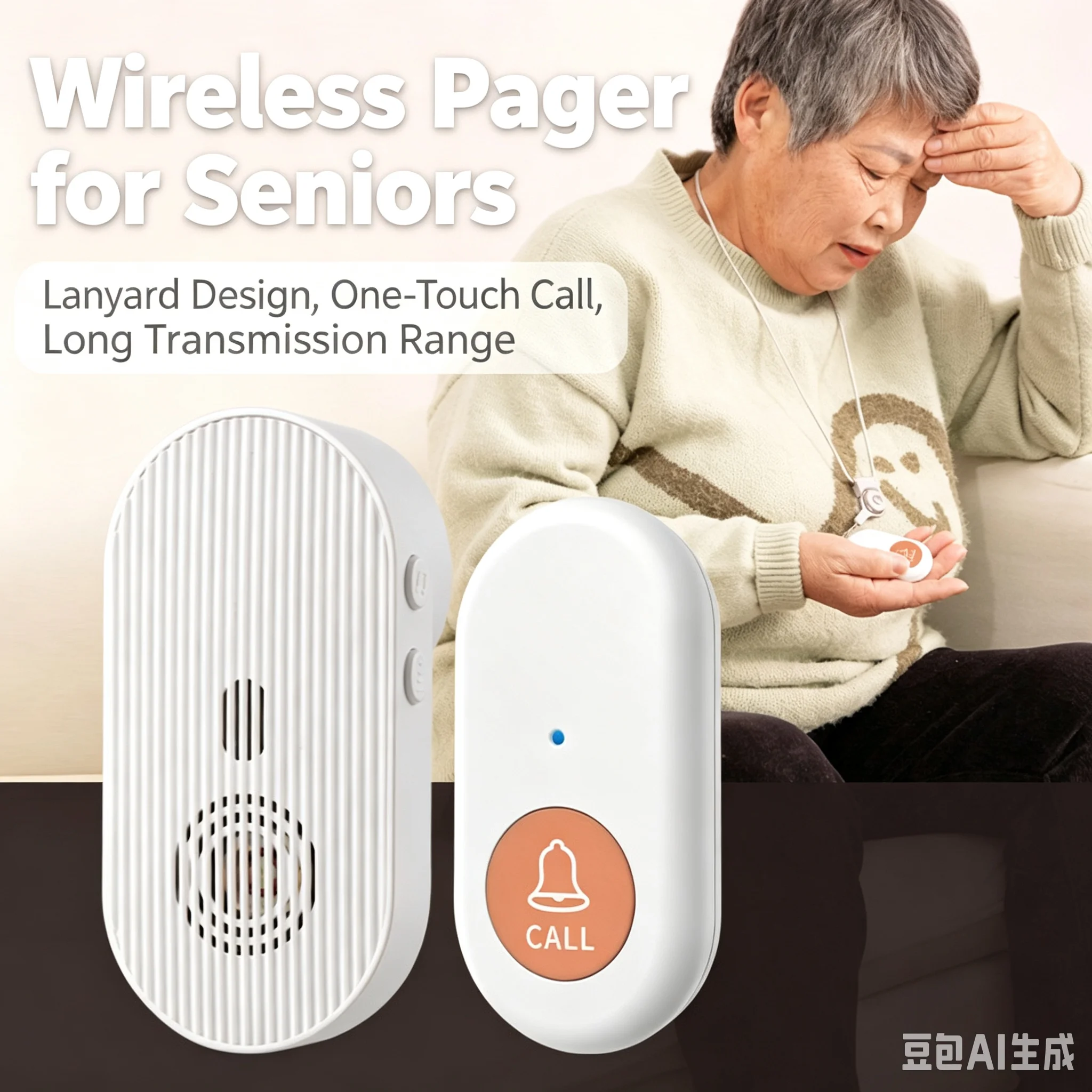 Home One-Button Wireless Doorbell 433Mhz Waterproof Long-Range Call Device Bedside Bell For Elderly