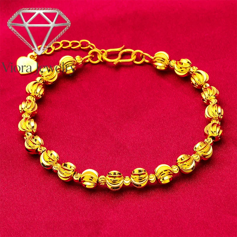 

Viora Jewelry 24K Gold Bead Bracelet | AU999 Pure Gold, round gold beads strung together, warm luster, elegant for daily wear