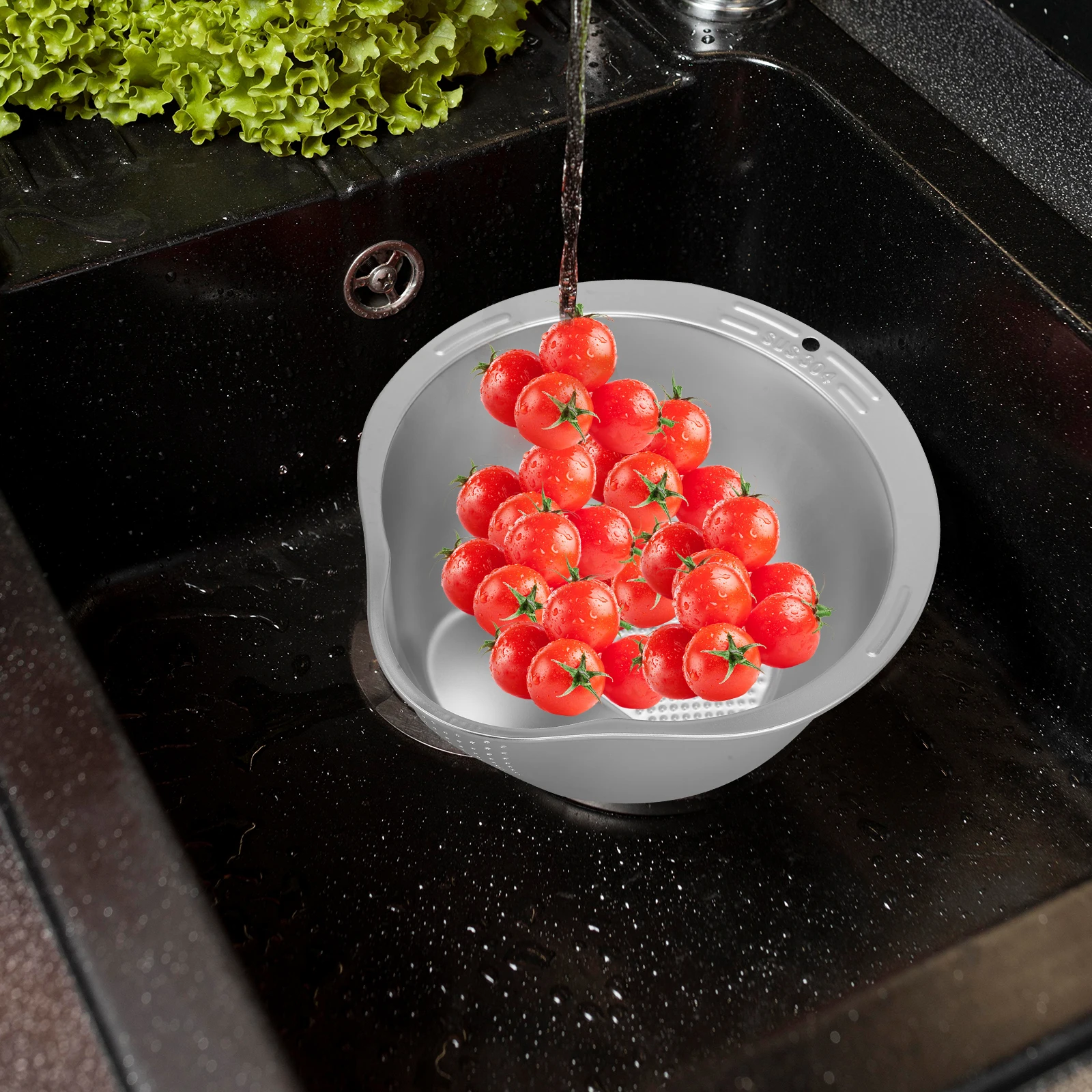 

Stainless Steel Rice Washing Sieve Strainer Food Drainer Basket Metal Fine Mesh Vegetable Basin Fruit Dishes Small