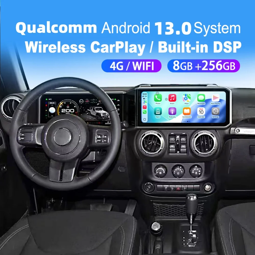 

Android Car Radio Stereo For Jeep Wrangler 2010~2017 Qualcomm Digital Dashboard Instrument Cluster CarPlay GPS Navigation DSP