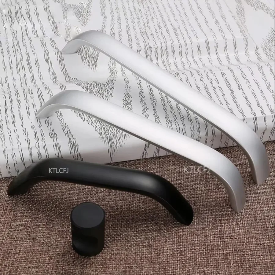 Modern Space Aluminum Alloy Silver Drawer Pulls Two End Bent Chassis File Cabinet Door Handles