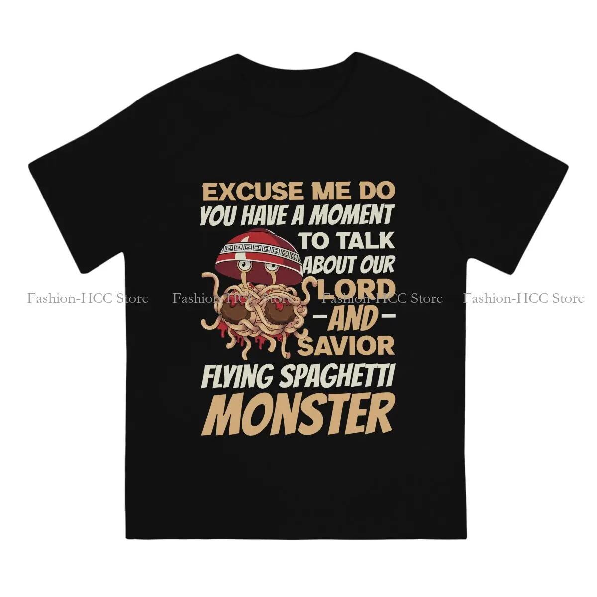 Pastafarianism FSM Flying Spaghetti Monsterism Polyester TShirt for Men Excuse Me Basic Summer Tee T Shirt High Quality