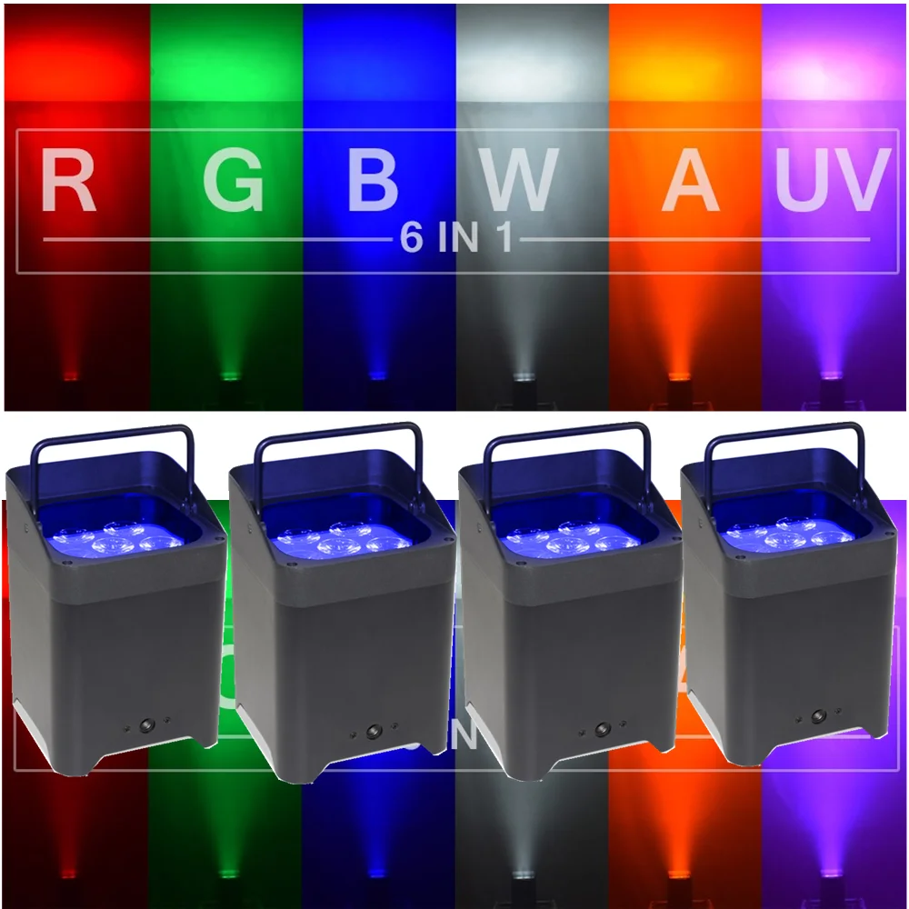 

4pcs/Lot Led Battery Par 6X18W RGBWA UV 6IN1 DMX Party Night Club Wall Washer Stage Effect Lighting Decoration