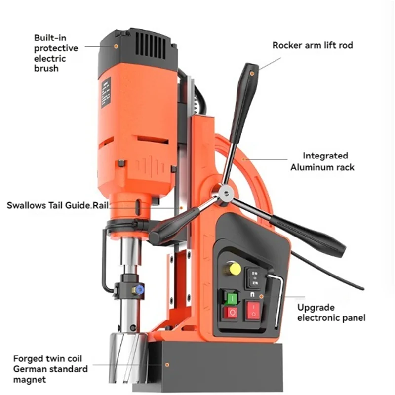 220V Electric Drilling Machine Magnetic Drill Press Boring Diameter Power Drill 13500/16800N Magnetic Seat Drilling Rig