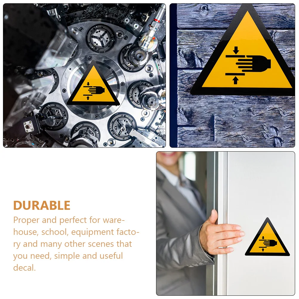 

PP Synthetic Paper Safety Warning Stickers Yellow H Crushing Signs Labels Decal for Warehouse School Traffic Safety Excellent