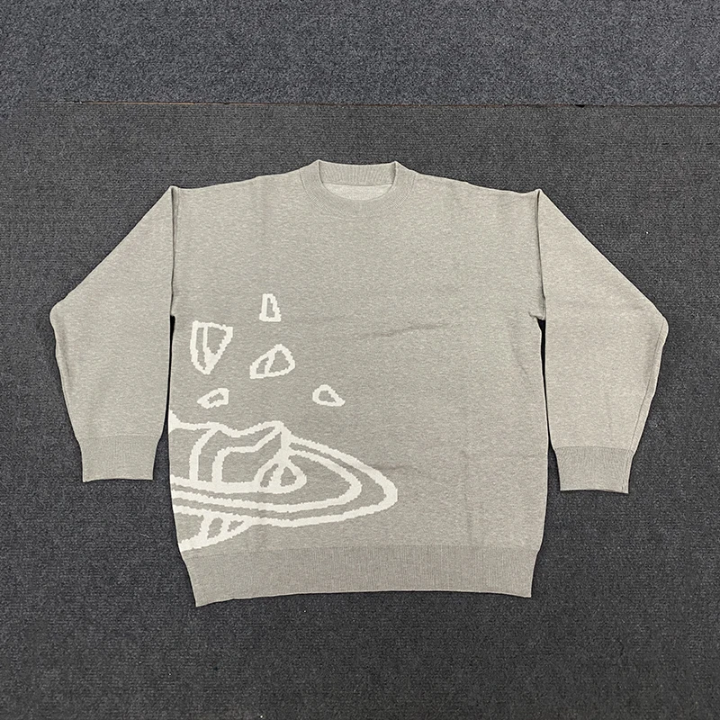 Pull tricoté à col rond avec Logo brodé en Jacquard, dessin animé, Style de rue américain, tricot assorti pour Couple, automne et hiver