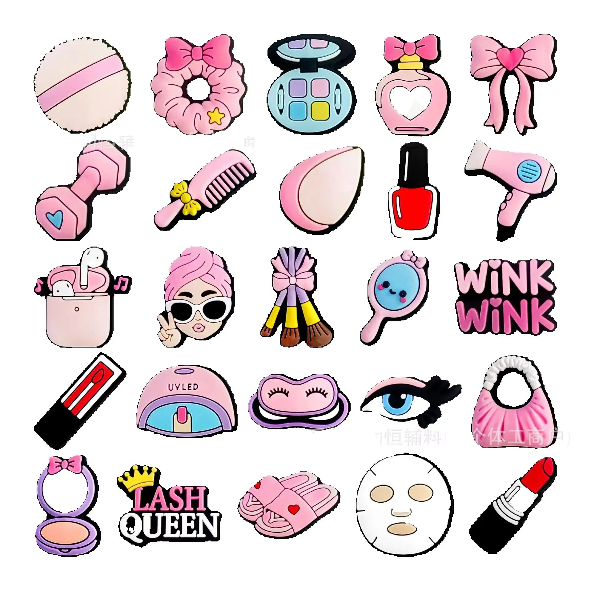 Cute Cosmetic Shoe Charms Set, Soft PVC Makeup Hair Accessories Decorations, DIY Clog Sandal Decor Pins, Lovely Gifts for Women