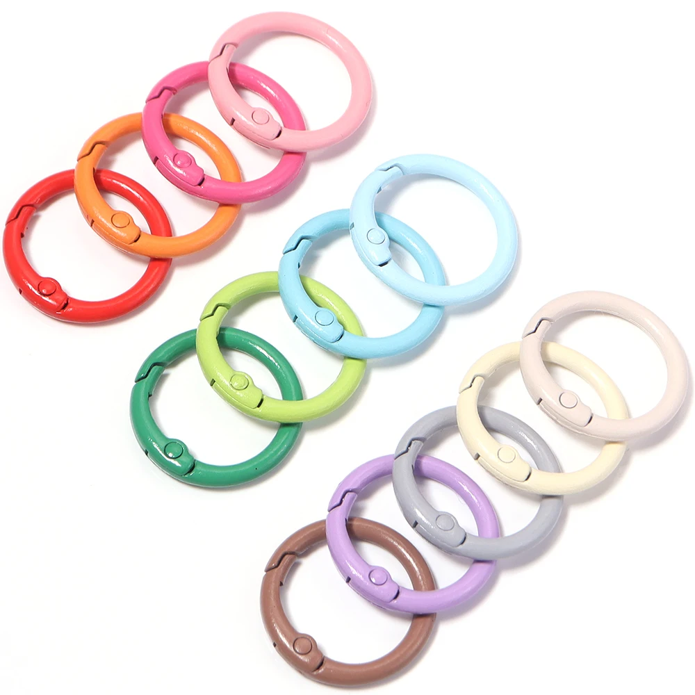 20pcs Metal O Ring Spring Clasps for DIY Jewelry Openable Round Carabiner Keychain Bag Clips Hook Dog Chain Buckles Connector