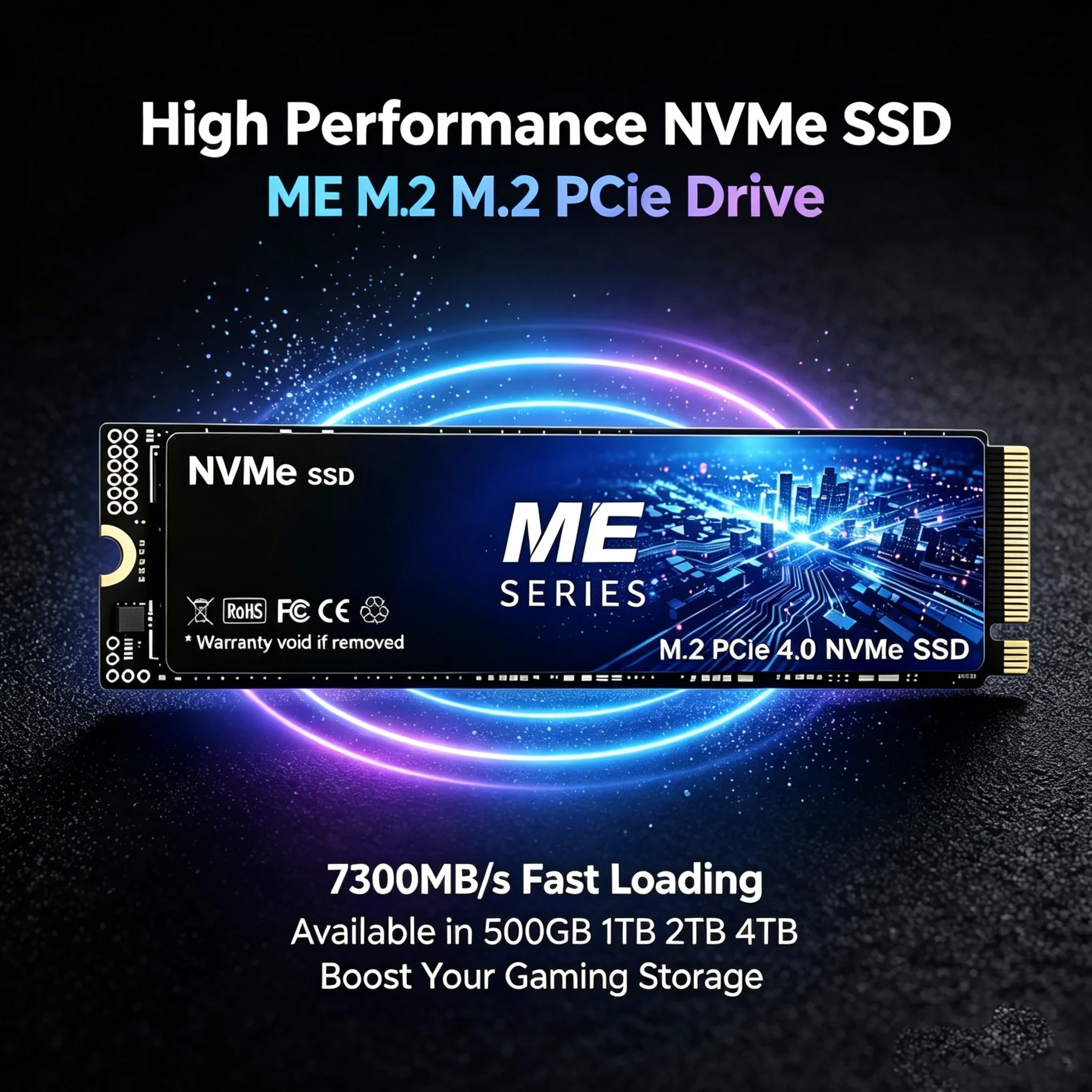 High Speed 7300MBs PCIe4.0 M.2 ME SSD NVMe TLC 3D Internal SSD 1TB 2TB 4TB Storage Upgrade Disk For PC Desktop Note