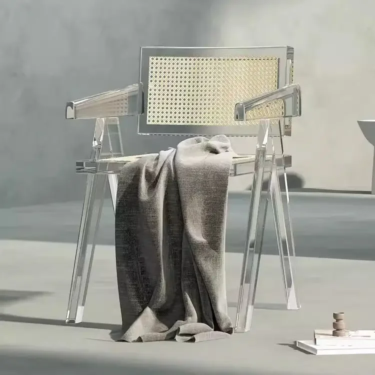 

Акриловый стул из ротанга, дизайнерский роскошный обеденный стул, индивидуальный отдых