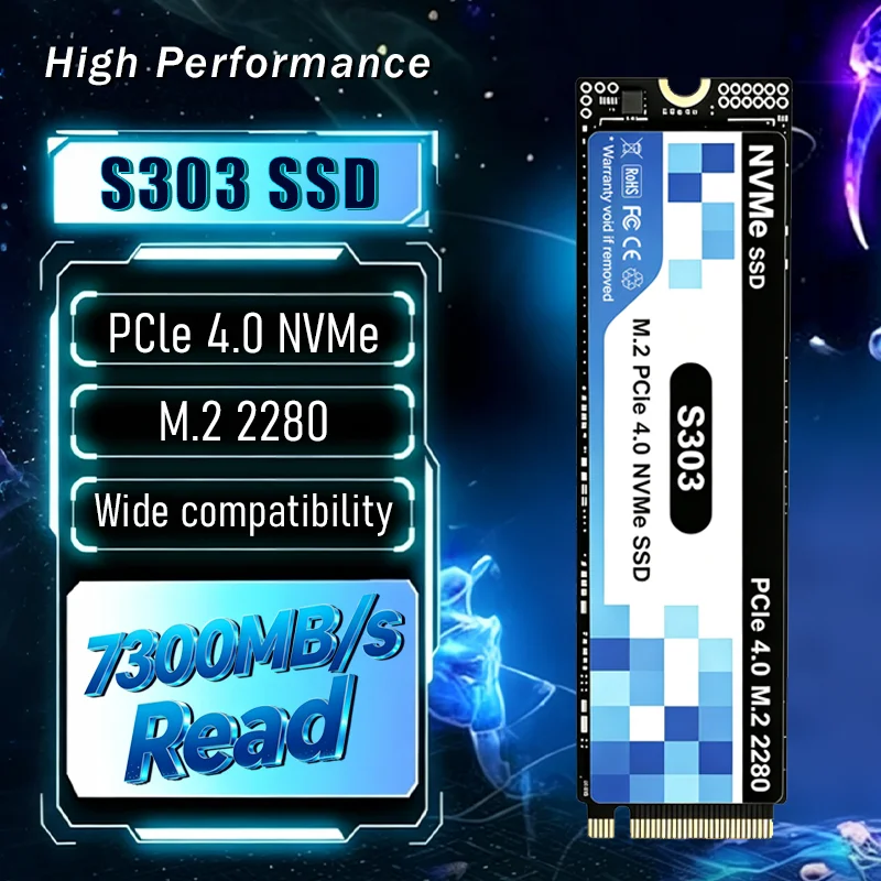 7300MB/s Max Seq Read Speed 2026 NEW S303 SSD 500GB-4TB M.2 NVMe PCIe Gen4 Internal Drive for Gaming Laptops and Desktop Systems