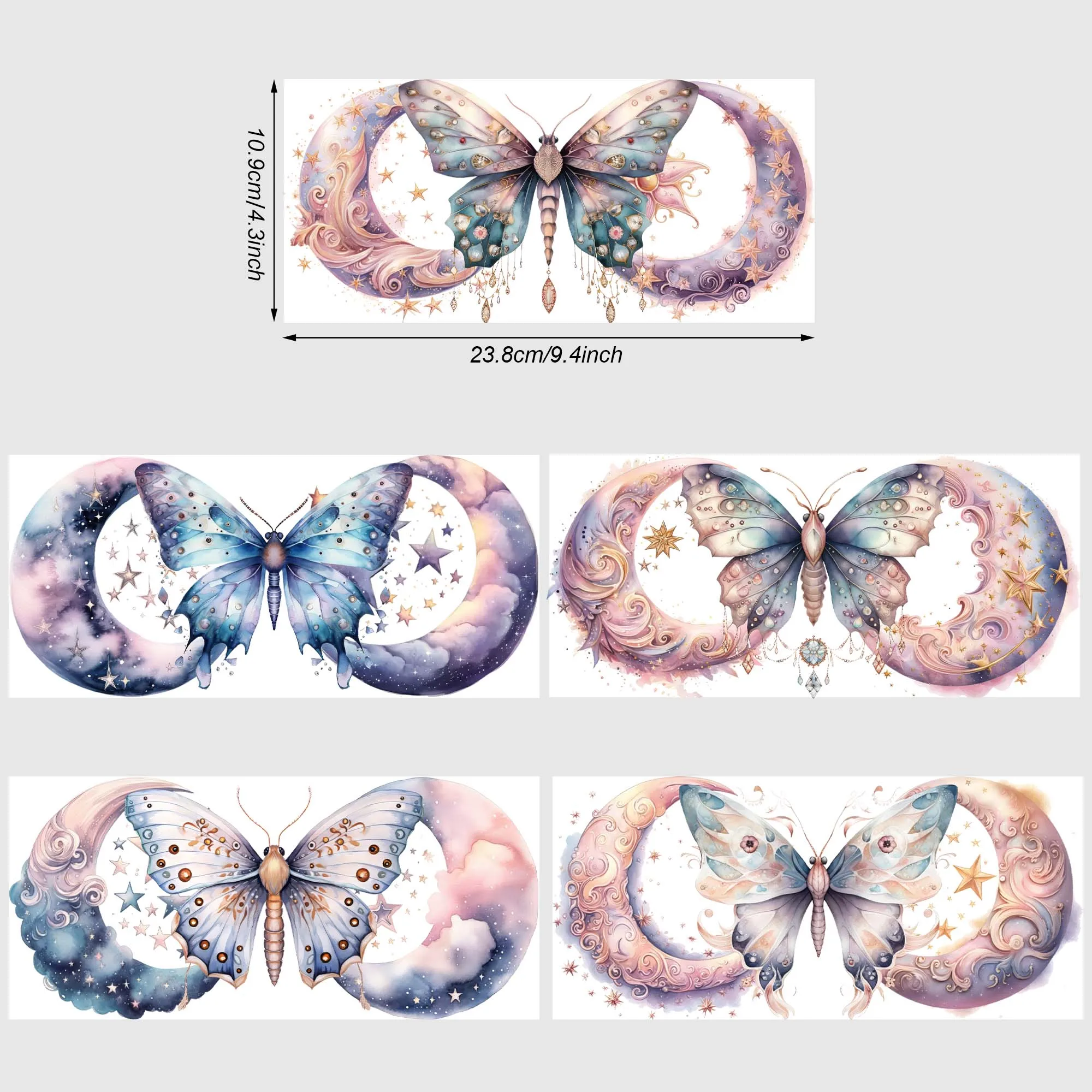 5 Sheets Beautiful butterfly UV DTF Cup Stickers,Glass Sport Transfer Stickers, Waterproof Wipe Transfers for 16 oz Glass, Mugs,