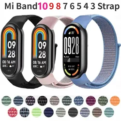 Correa de nailon para Xiaomi Mi Band 9 8 7 6 5 4 3 pulsera transpirable reloj inteligente pulsera deportiva pulsera Miband 8 NFC