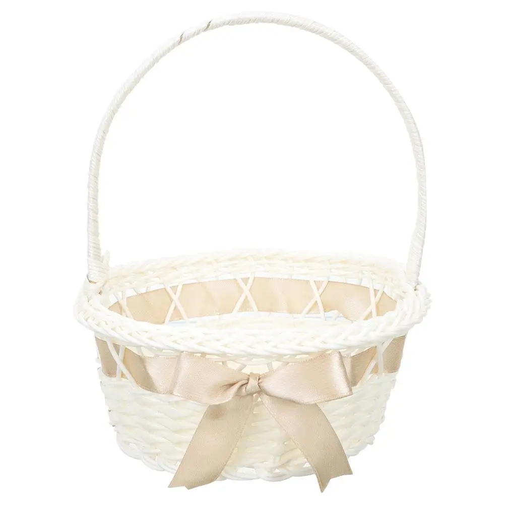 

1 Piece Wedding Flower Basket Woven Handmade Coffee 18x21cm Storage Fruit Bride Decor Baskets for Party Gifts