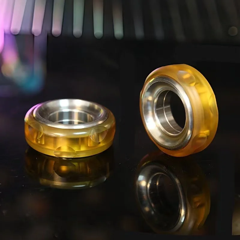 PEI Cheese Ratchet Ring Fidget Toy Stainless Steel Magnetic Click Slider Adult Stress Relief Finger Spinner Pocket EDC Anti-Anxi