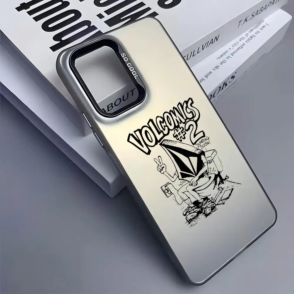 패션 브랜드 V-volcoms 삼성 갤럭시 S25 엣지 S24 S23 S22 S21 S20 울트라용 실리콘 실버 폰 케이스