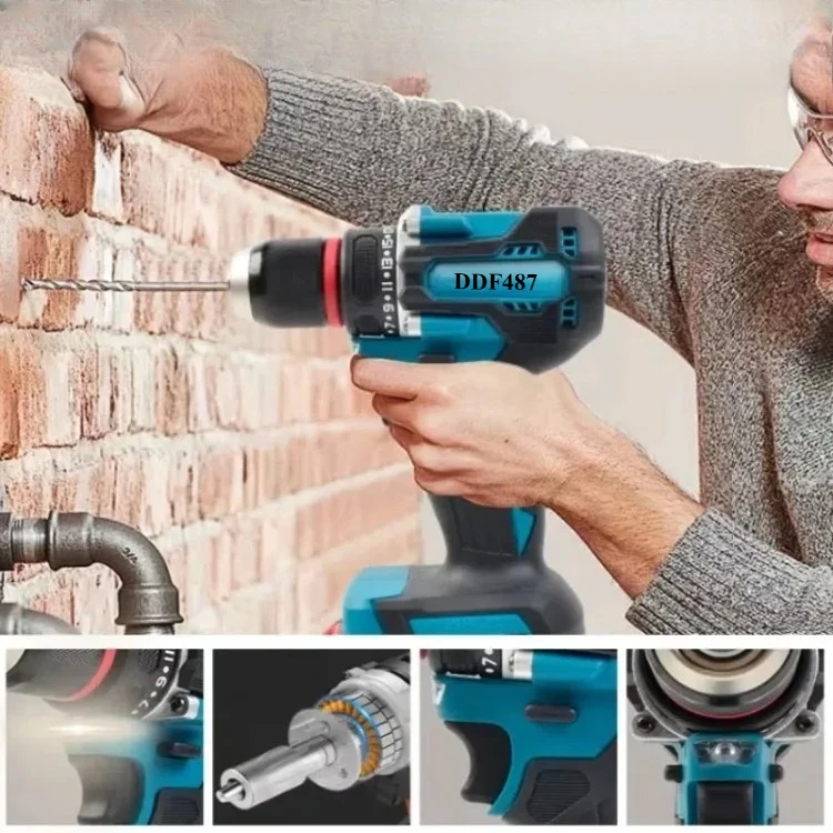 DDF487 Cordless  Electric Drill Driver Compact High Torque LXT Electric Variable Speed Brushless Motor Tool for Makita  Battery
