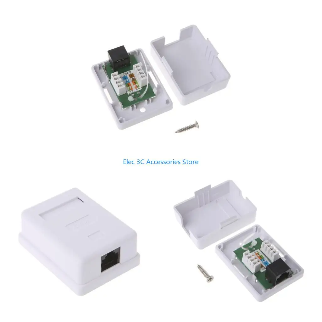 Y51A Wall Coupler Adapter Cat5e Cat5e RJ45 Junction Box 8P8C UTP Unshielded Single Port Desktop RJ45 Mount Box Connector