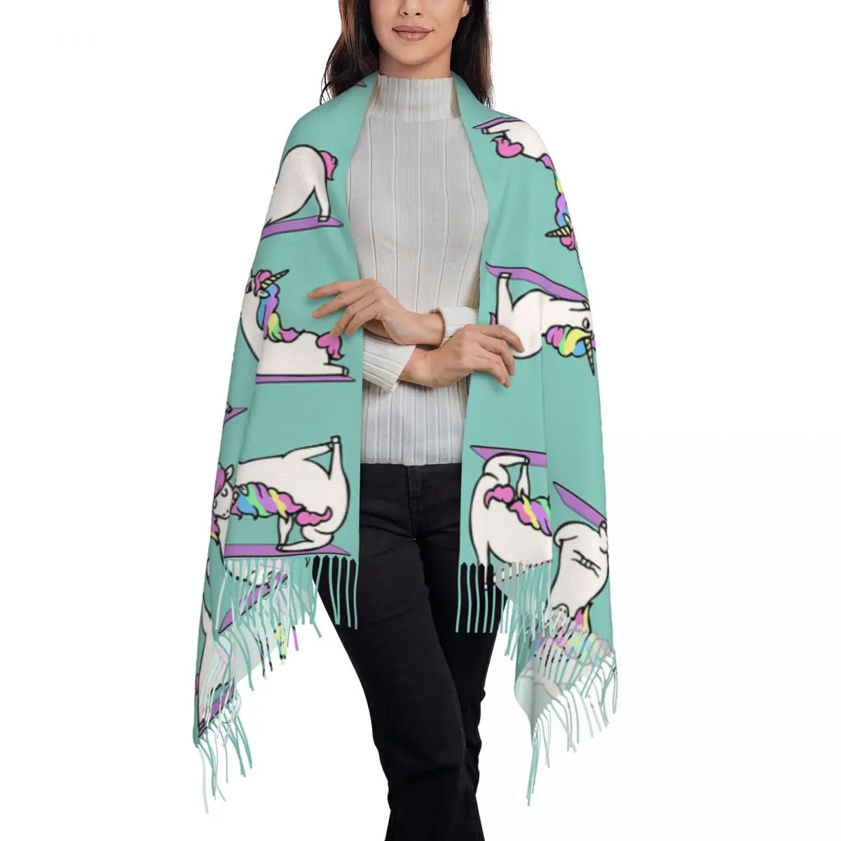 Unicorn Yoga Scarf Tassel Scarves Women Soft Warm Shawls and Wraps Large Fall Winter Shawl Wrap