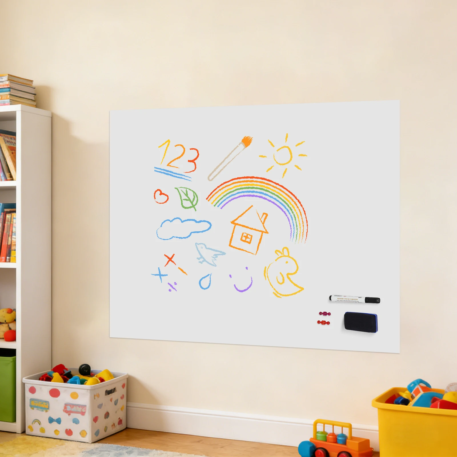 Autocollant tableau blanc 47*35.4in (120*90cm) magnétique auto-adhésif pour affichage sur campus et murs de suivi quotidien