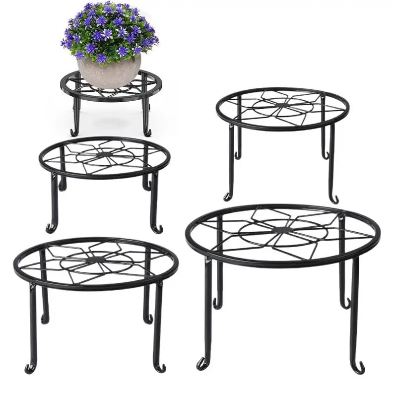 

Metal Potted Plant Stands For Indoor And Outdoor Plants 5pcs Black Round Flower Pot Stand Heavy Duty Planter Holder Stand